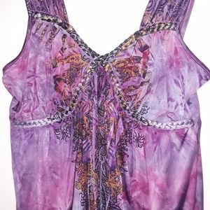 Purple Boho Hi Low Blouse, Size